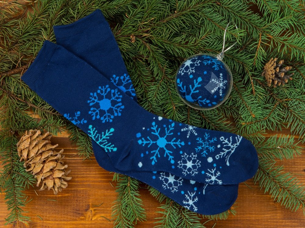 Носки в шаре "Снежинка" мужские, синий стопа 25-28 см