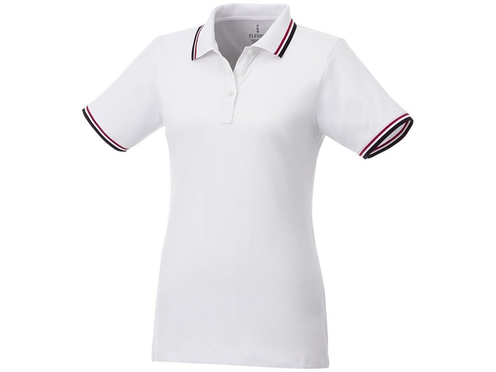 Женская футболка поло Fairfield с коротким рукавом с проклейкой, белый/темно-синий/красный 2XL